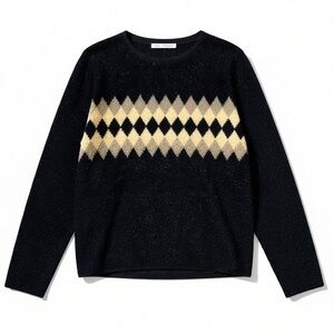 4/$20 VTG Palmetto’s Argyle Sherpa Fleece Sweater – Size M – Made in USA 🇺🇸